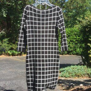 Ralph Lauren White-Black Plaid Sweater Dress